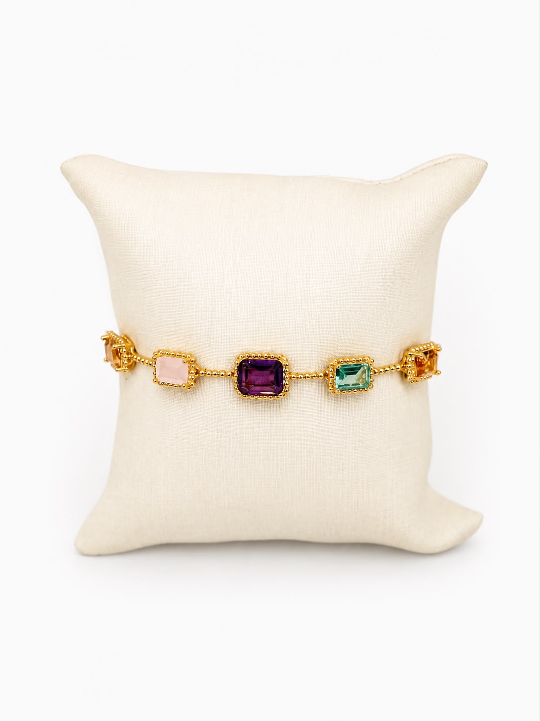Pulseira pedras+cristais multi cores insp. Carla Amorim
