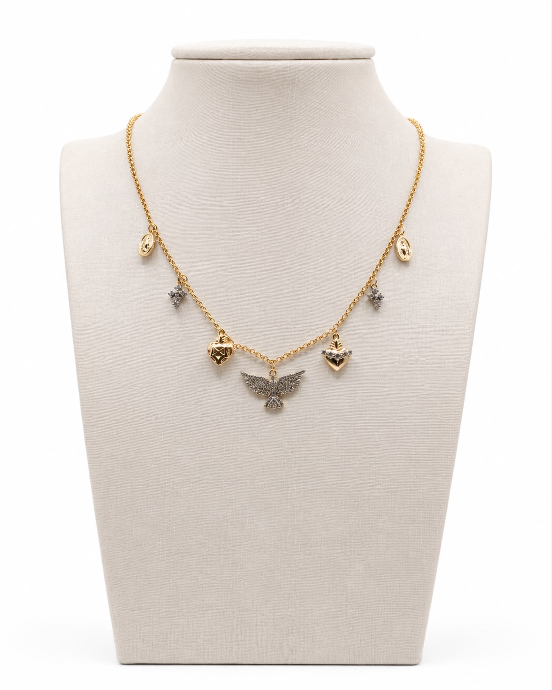 Colar curto mix de banhos zirconia incolor love protection mix zirc.