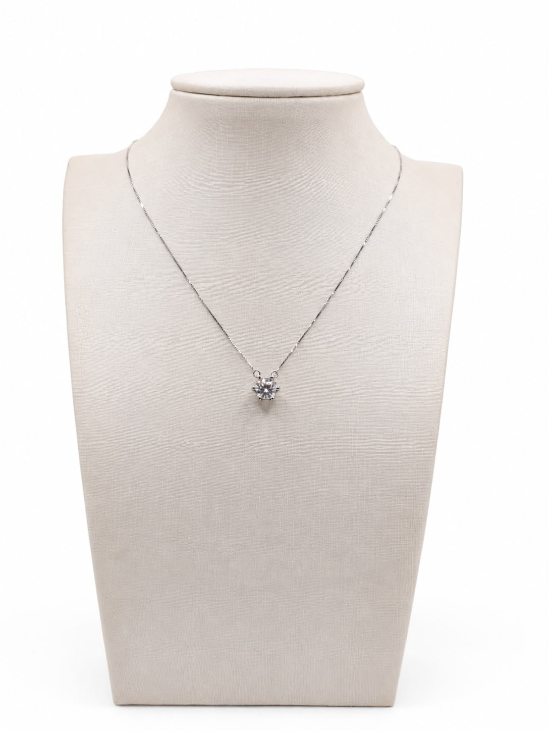 Colar Moissanite 6.5mm 1.0ct ponto de luz + prata 925