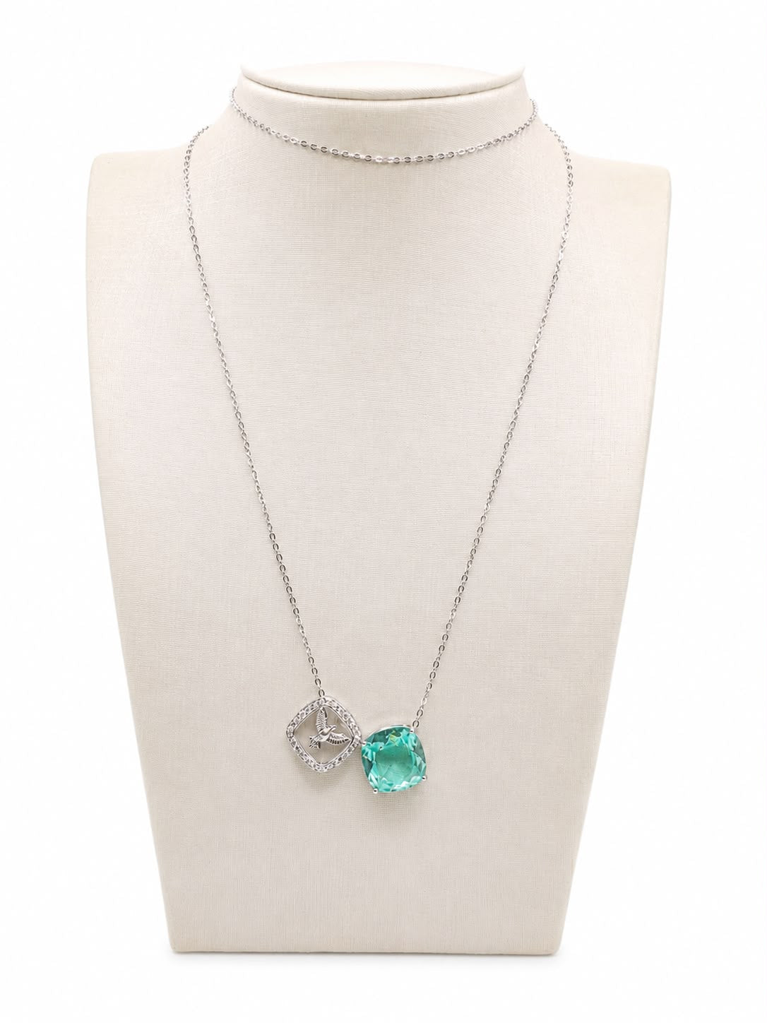 Colar escapulario turmalina fusion e divino glam Moissanite+Prata 925