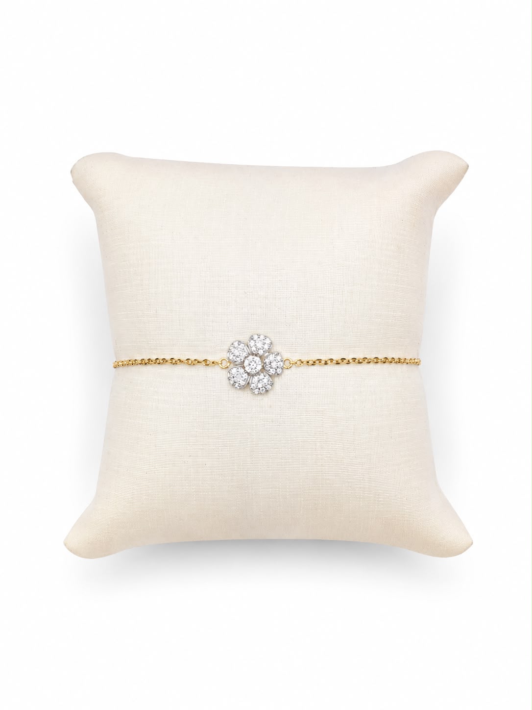 Pulseira flor glam Moissanite+Prata 925+Ouro amarelo