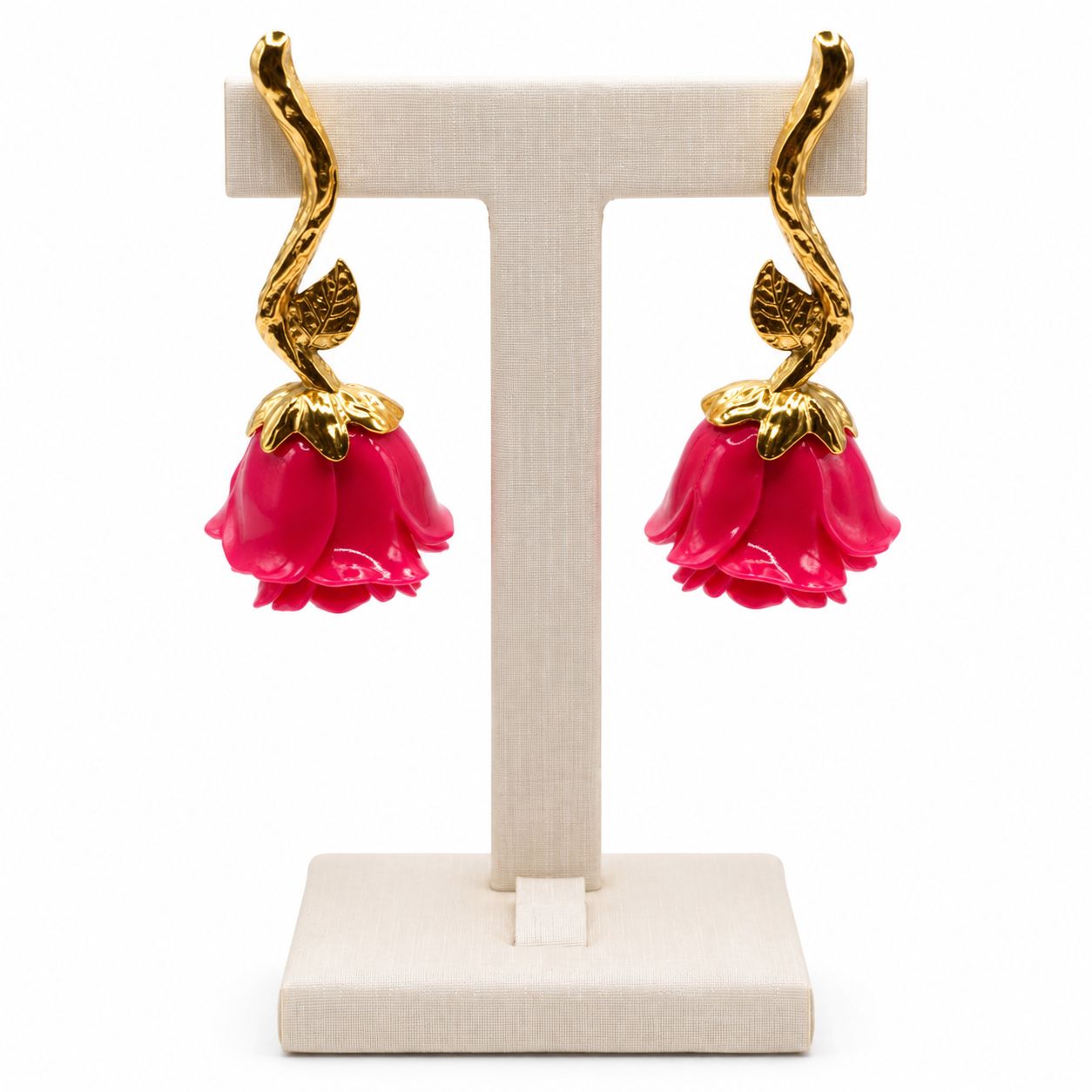 Brinco familia fiore dourado rosa G