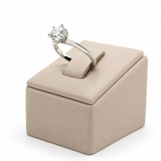 Anel solitario 6.5mm glam Moissanite+Prata 925