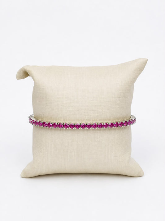 Pulseira riviera 3 pontas 17,5 cm rosa