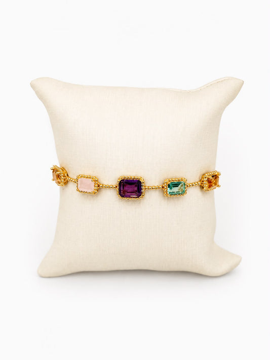 Pulseira pedras+cristais multi cores insp. Carla Amorim