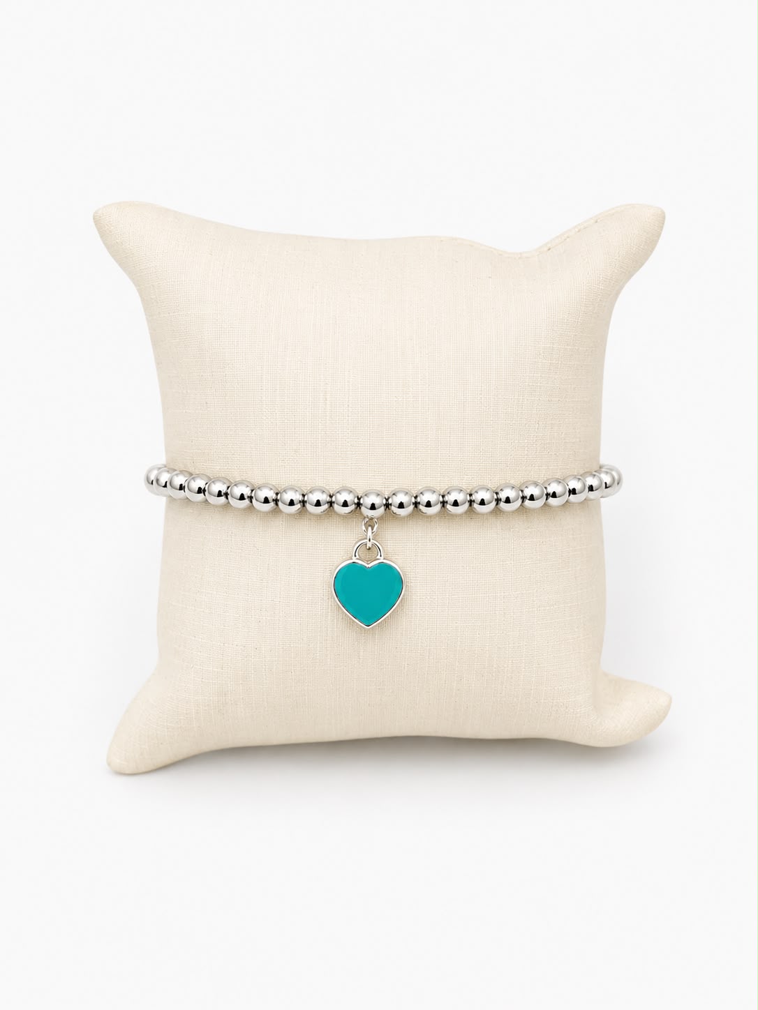 Pulseira de contas coração Inspiração Tiffany Blue PRATA 925