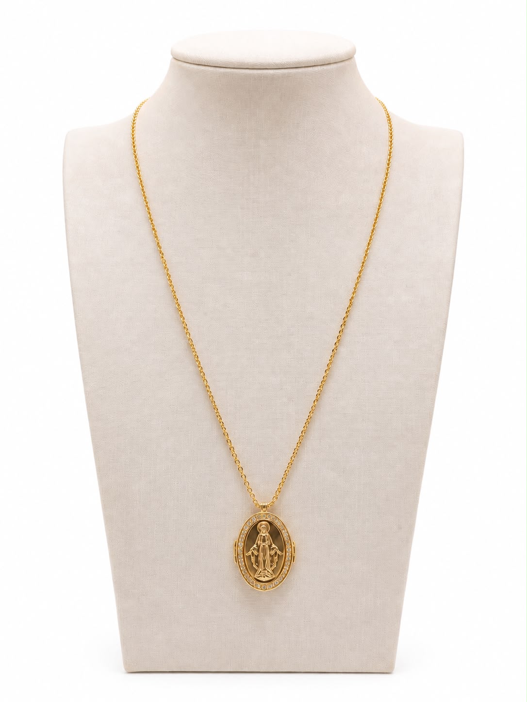 Colar curto dourado relicario grace locket zirconia incolor