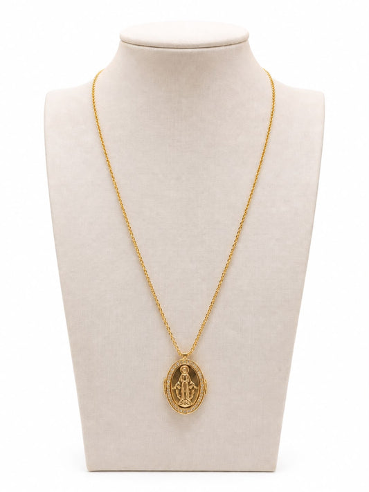 Colar curto dourado relicario grace locket zirconia incolor