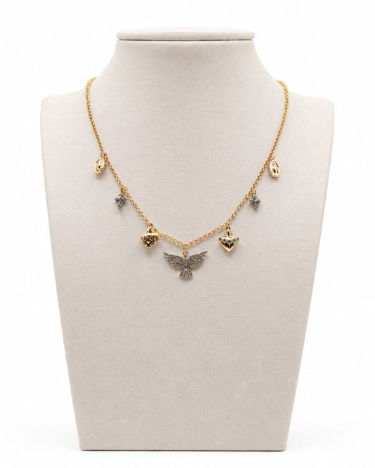 Colar curto mix de banhos zirconia incolor love protection mix zirc.
