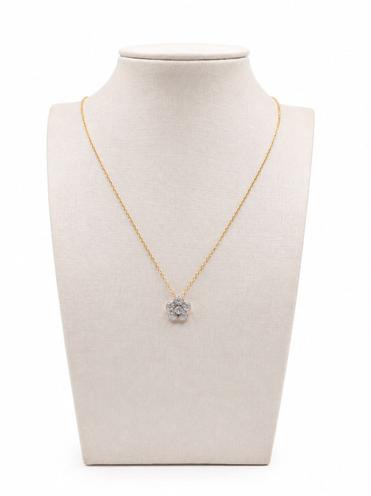 Colar flor glam Moissanite+Prata 925