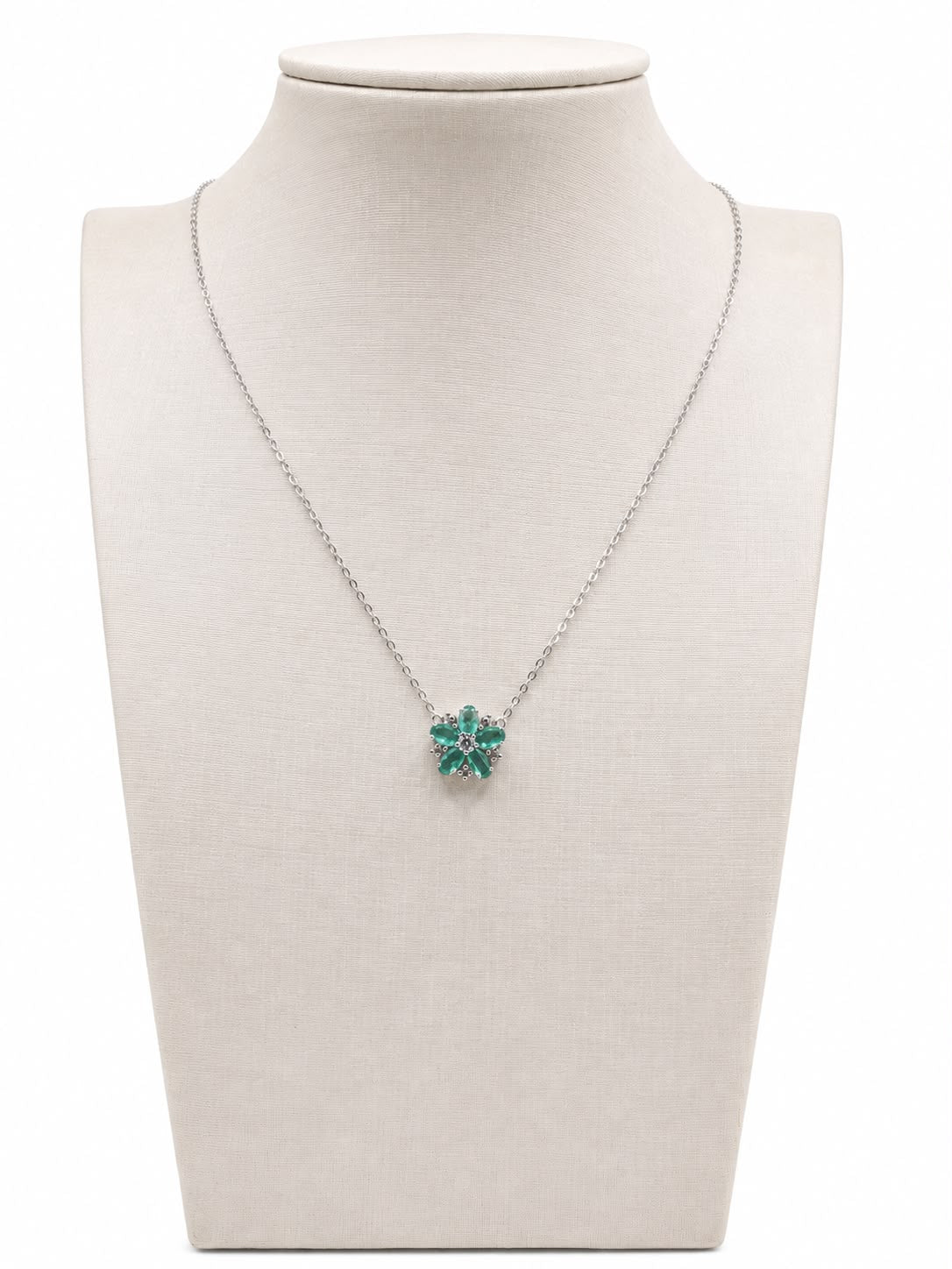 Colar flor turmalina fusion glam Moissanite+Prata 925