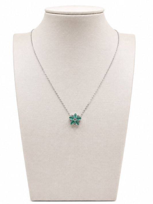 Colar flor turmalina fusion glam Moissanite+Prata 925