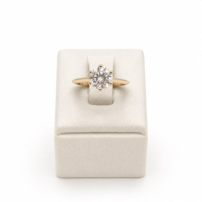 Anel solitario TAM17 8mm glam Moissanite+Prata 925+Ouro amarelo