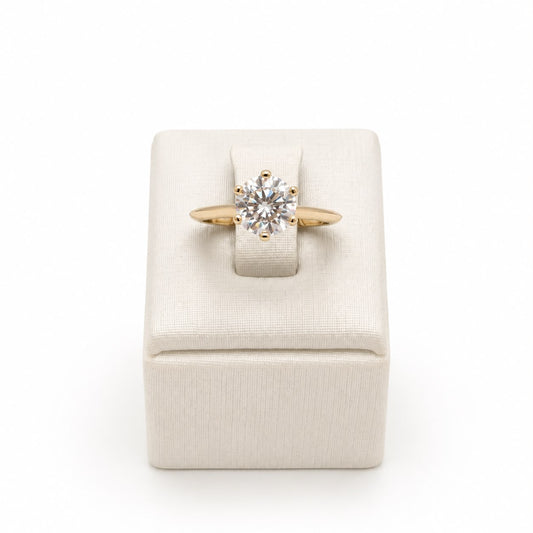 Anel solitario TAM17 8mm glam Moissanite+Prata 925+Ouro amarelo