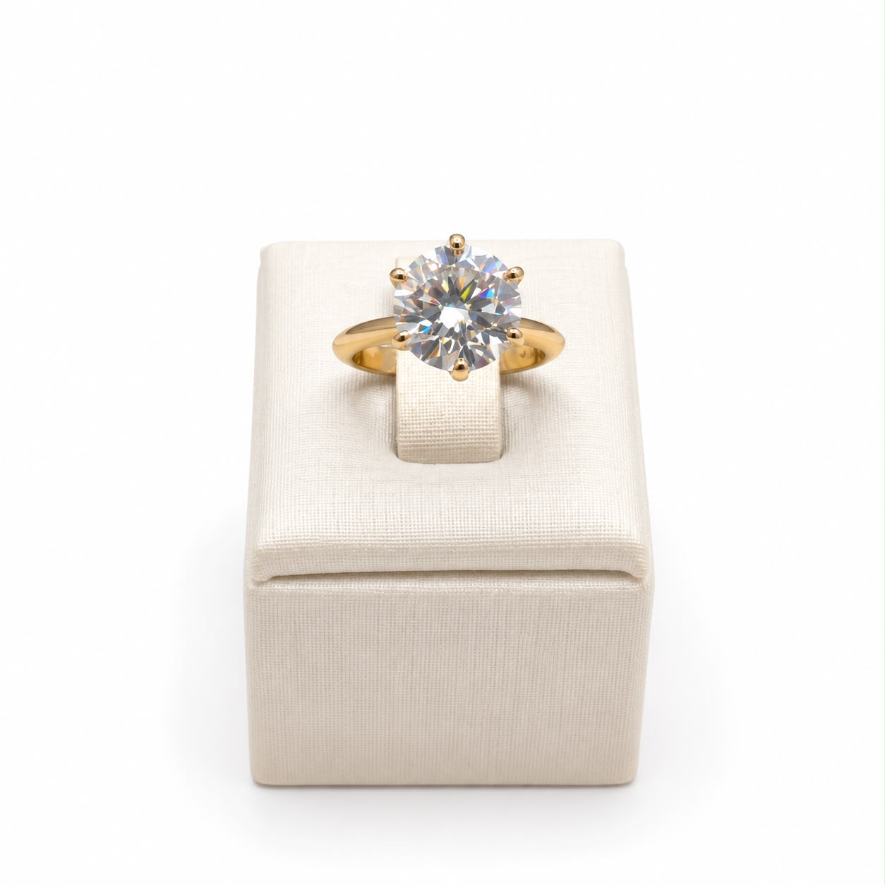 Anel solitario 10mm glam Moissanite+Prata 925+Ouro amarelo TAM14
