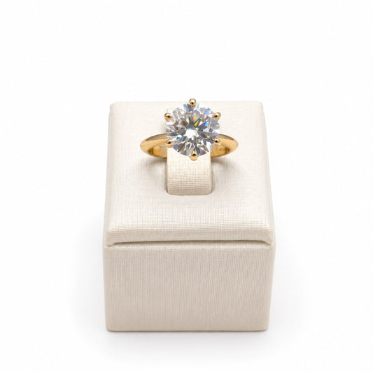 Anel solitario 10mm glam Moissanite+Prata 925+Ouro amarelo TAM14
