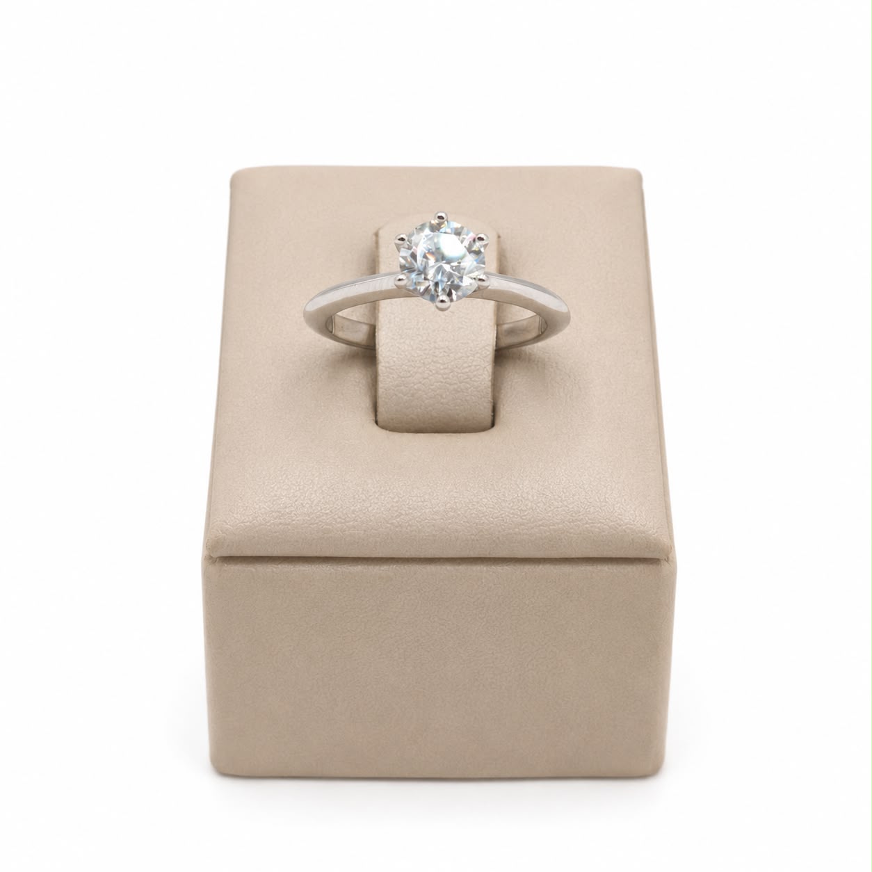 Anel solitario 6.5mm glam Moissanite+Prata 925