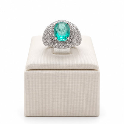 Anel dedinho turmalina fusion glam Moissanite+Prata 925 TAM P
