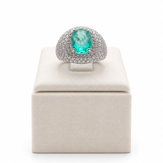 Anel dedinho turmalina fusion glam Moissanite+Prata 925 TAM P
