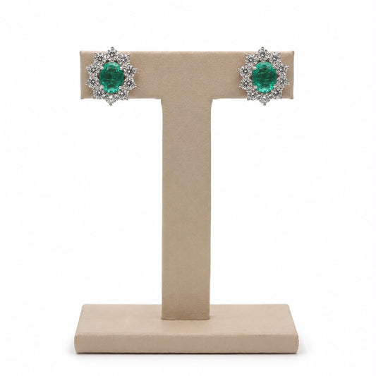 Brinco oval turmalina fusion cravação Princesa glam Moissanite+Prata 925