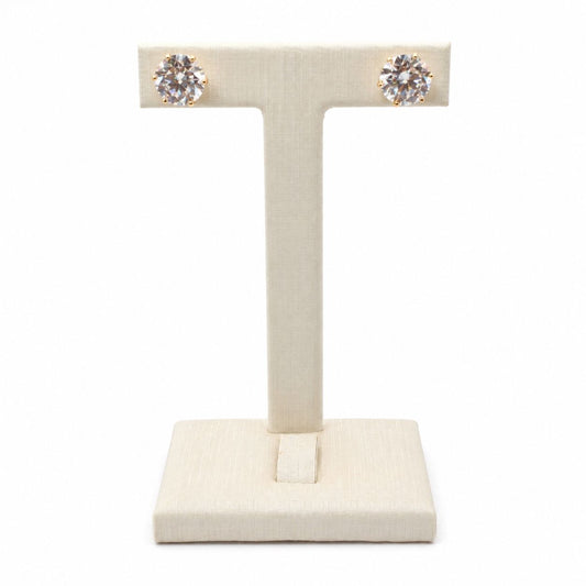 Brinco solitario 10mm glam Moissanite+Prata 925+Ouro amarelo