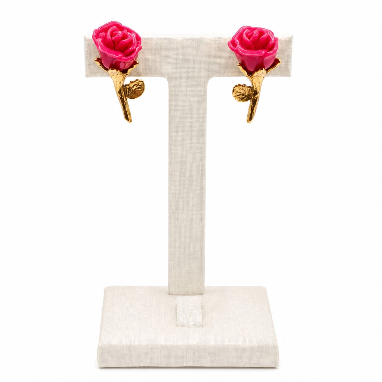 Brinco familia fiore dourado rosa P