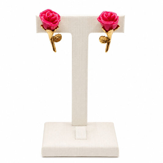 Brinco familia fiore dourado rosa P