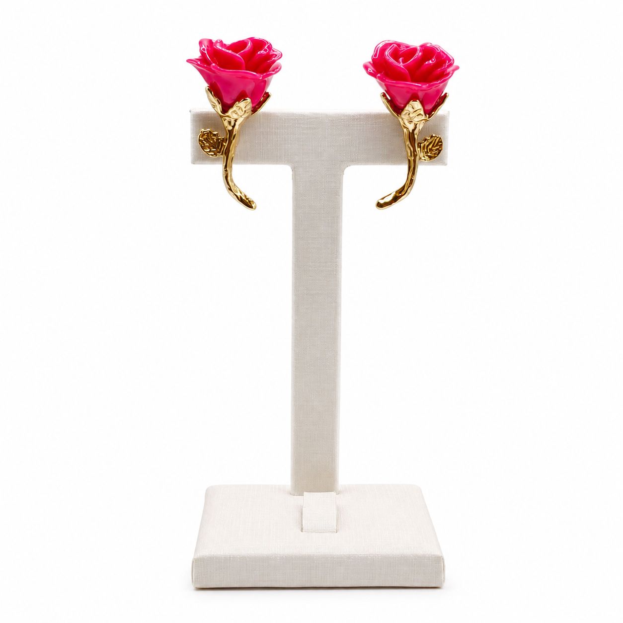 Brinco familia fiore dourado rosa M
