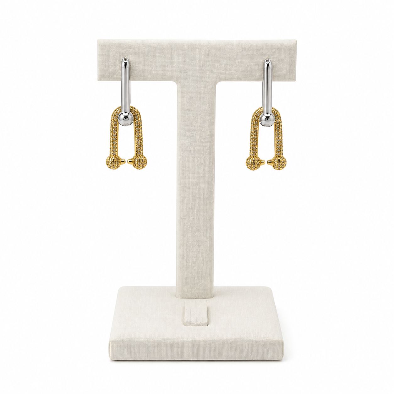 Brinco corrente Inspiração Tiffany&Co. X prateado+dourado