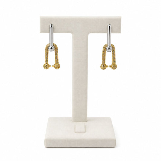 Brinco corrente Inspiração Tiffany&Co. X prateado+dourado