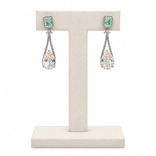 Brinco zirc. crushedice cutting paraiba-diamond color branca formas