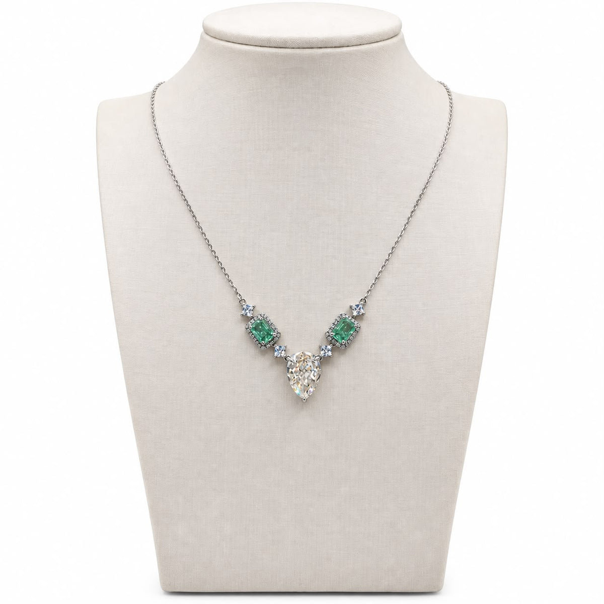 Colar zirconia crushed ice cutting paraiba diamond zirc. branca formas