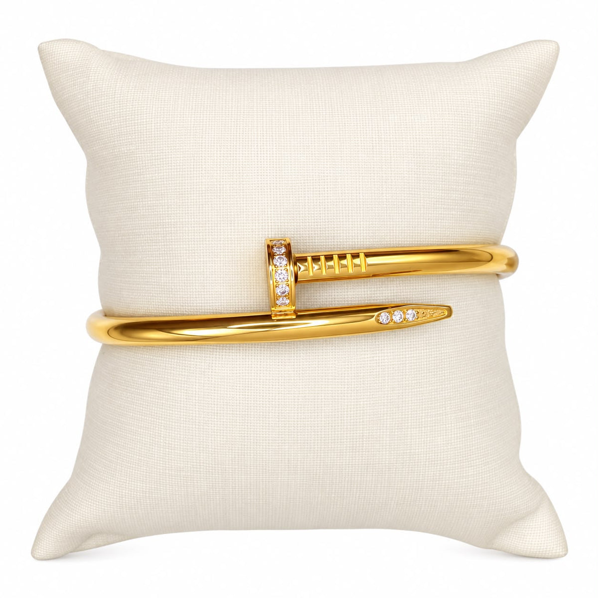 Bracelete Insp. Cartier prego ponta cravejada ouro amarelo