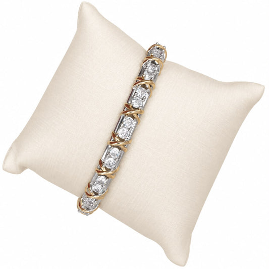 Pulseira X Insp. Alta Joalheria Tiffany&Co. prateada+dourado