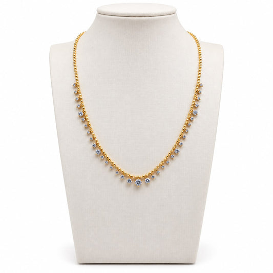 Colar curto crystal cluster com zirconias dourado zirc. incolor