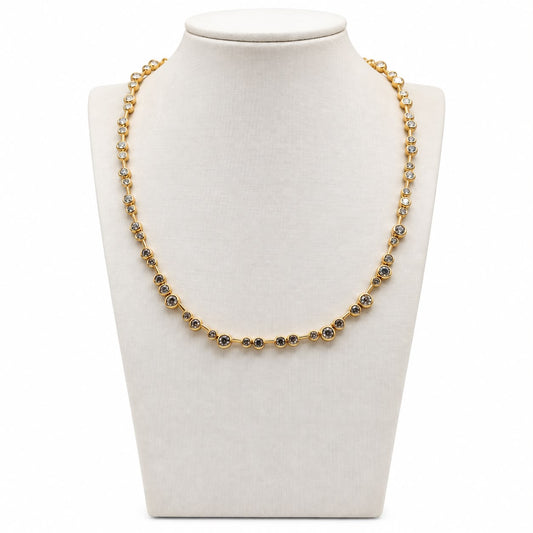 Colar curto crystal line com zitconias dourado zirc. incolor