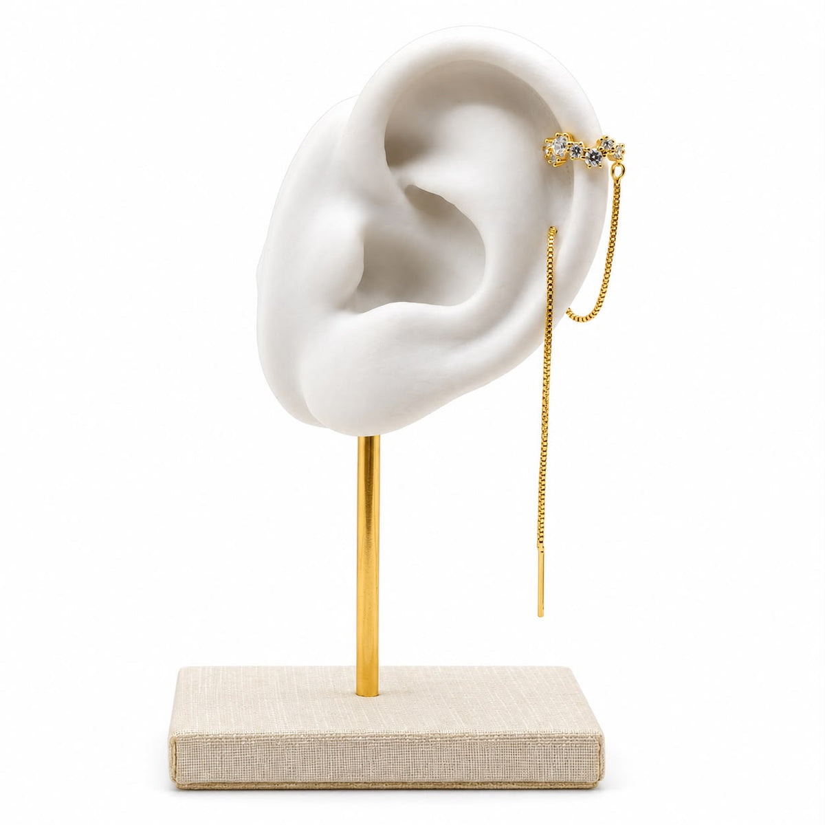 Piercing zig zag crav. cristal com fio venez ouro amarelo