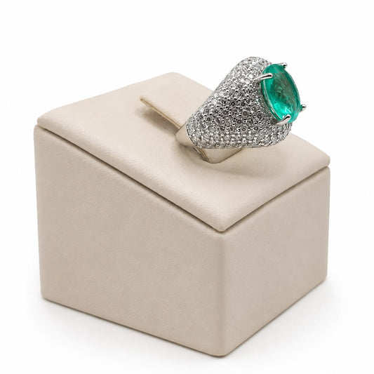 Anel dedinho turmalina fusion glam Moissanite+Prata 925 TAM P