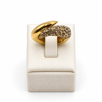 Anel - 001 Ouro Vintage Cristal - Felina